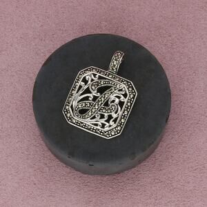 sterling silver marcasite studded letter j initial enhancer pendant